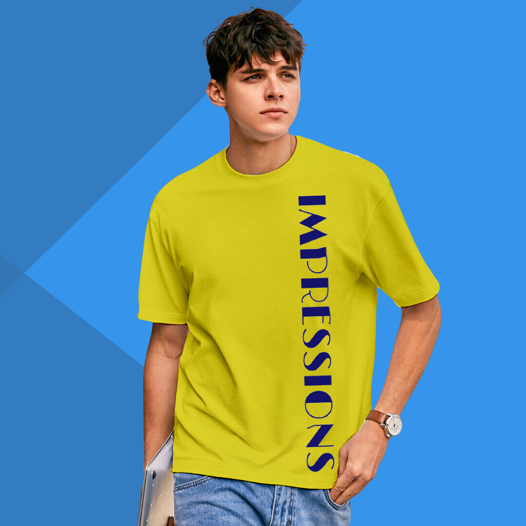 Men's IMPRESSION Printed Yellow Premium T-Shirt - Men's Best Selling Cotton T-Shirt