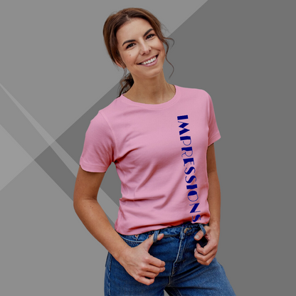 Women's IMPRESSION Printed Pink Premium T-Shirt - Best Selling Women's Cotton T-Shirt