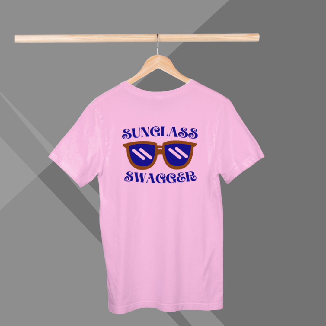 "Rock the 'Sunglass Swagger' with the Men's Printed Pink T-Shirt"