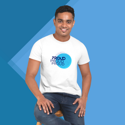 Feel Proud in Style with Men's "Proud" Printed White T-Shirt!