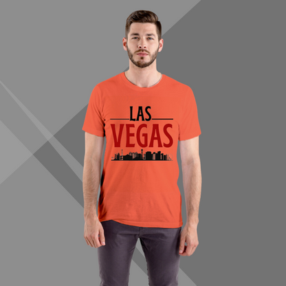 Las Vegas Printed Men's Orange T-Shirt - Show Your Love for Las Vegas