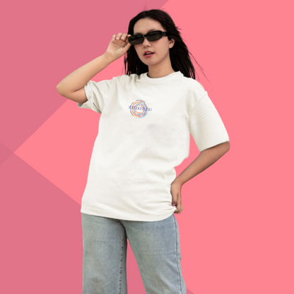 Women's IMPRESSION Printed Oversized White Classic T-Shirt - Oversized T-Shirt for Her