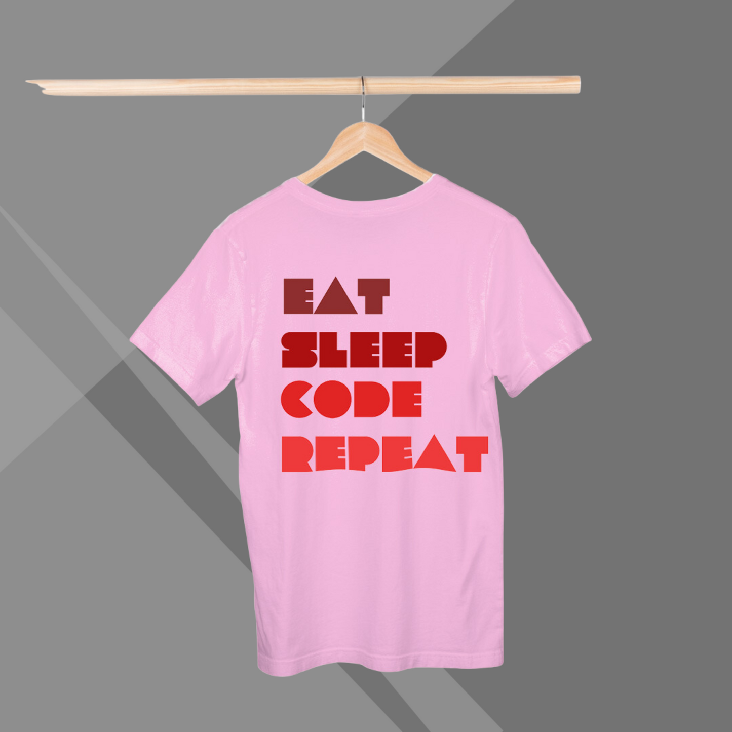 Eat Sleep Code Repeat Printed Men's Pink T-Shirt - Men's Tech T-Shirt