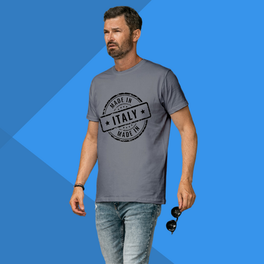 Made in Italy Printed Men's Grey T-Shirt - Travelling T-Shirt