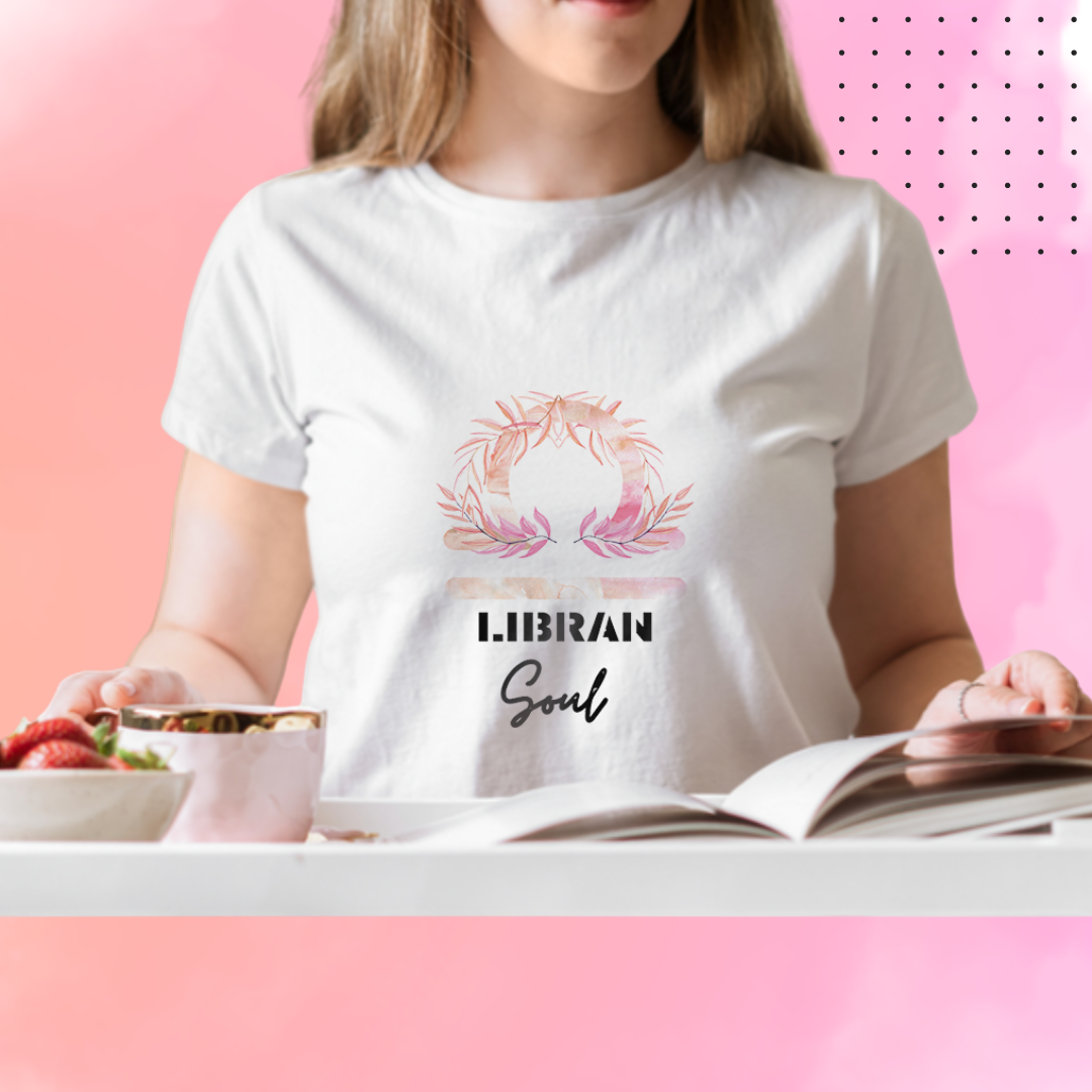 Embrace Your Inner Harmony with Women's "Libran" Zodiac Sign Printed White T-Shirt