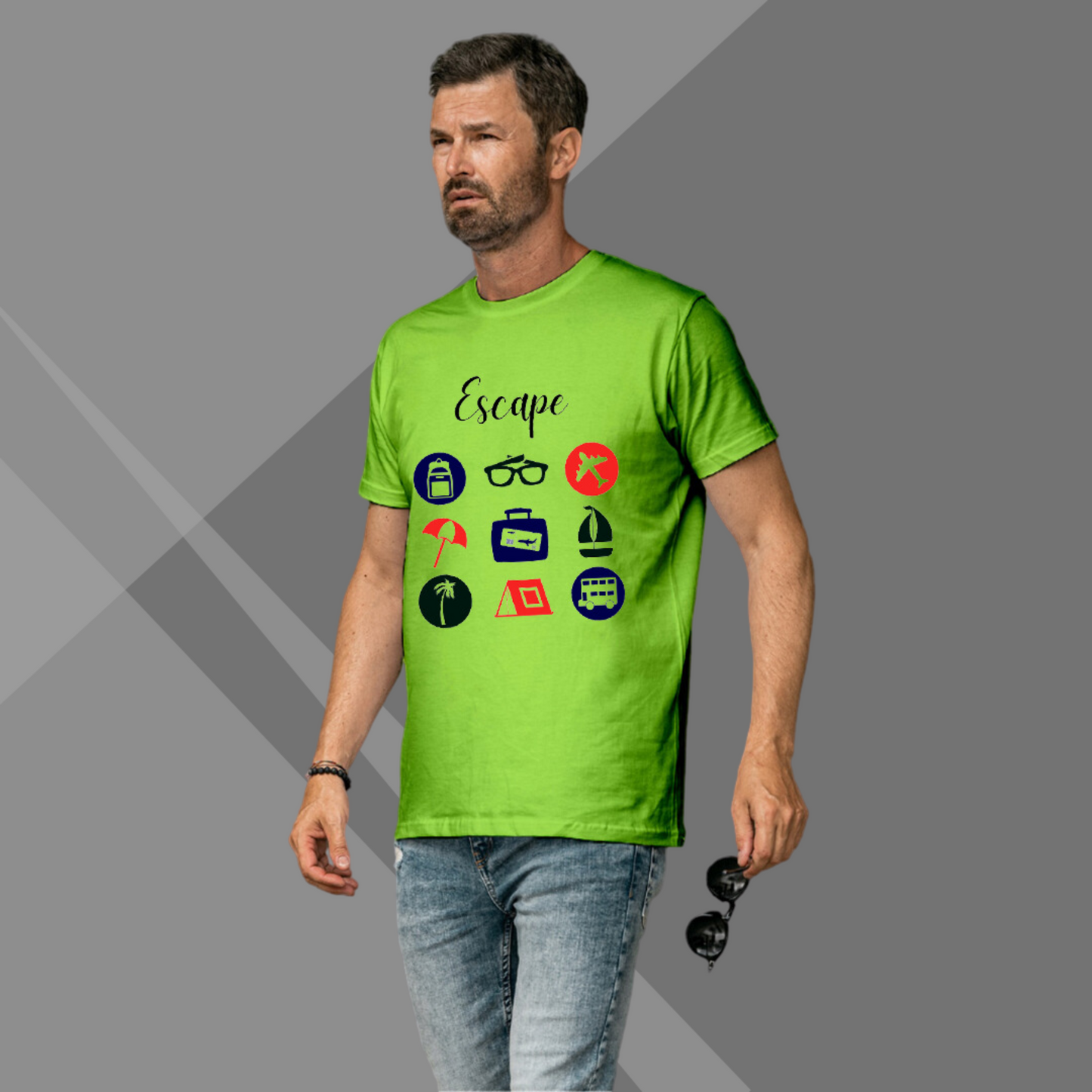 Escape Printed Funky Design Men's Green T-Shirt - Quirky T-Shirt for Men's