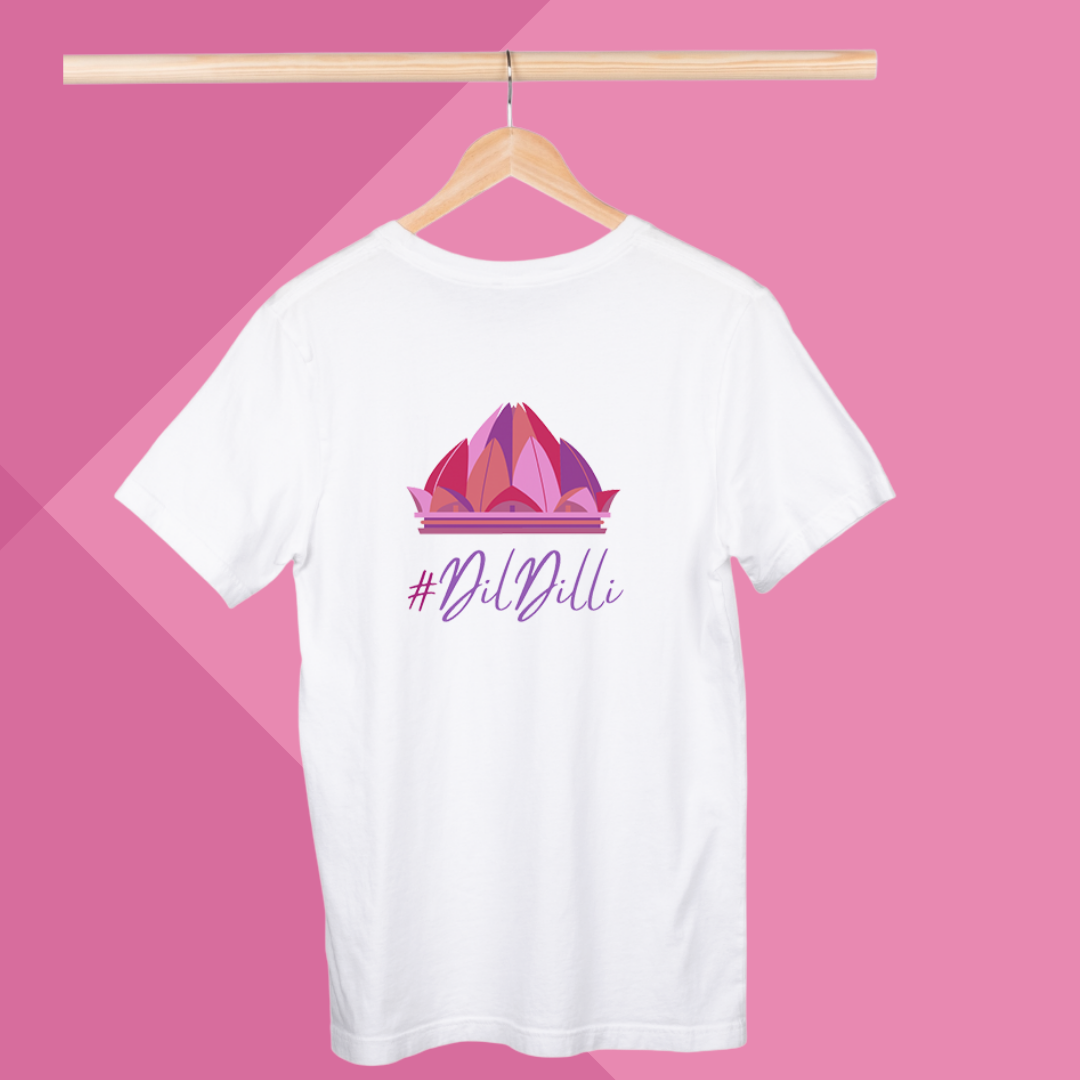 "Show Your Love for Delhi with Our Women's '#DilDilli' Printed White T-Shirt"