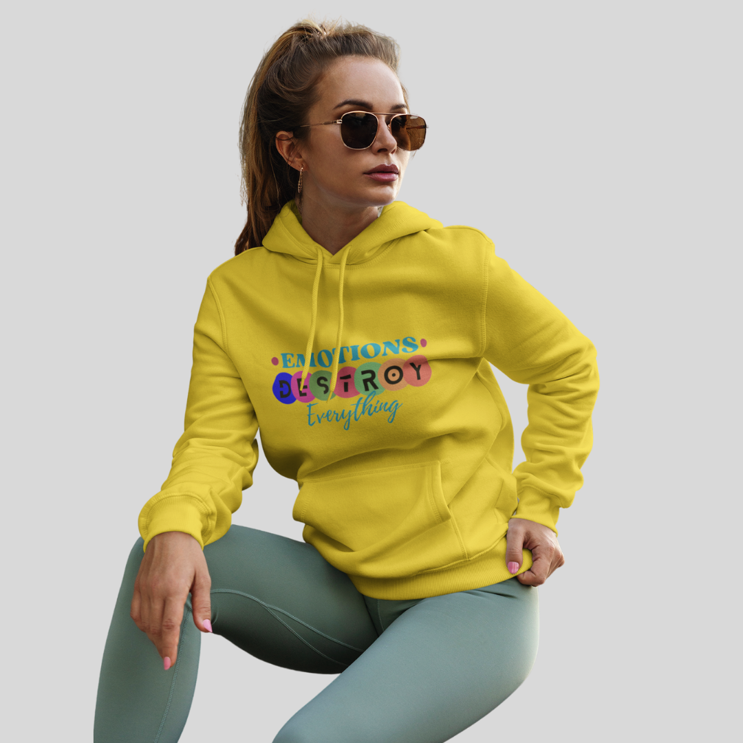 "Emotions Destroy Everything" Printed Women's Yellow Hoodie!