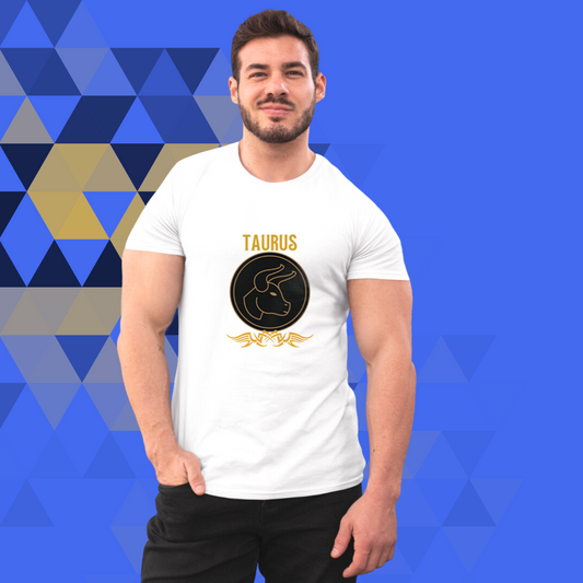 Taurus Zodiac white printed t-shirt for men front