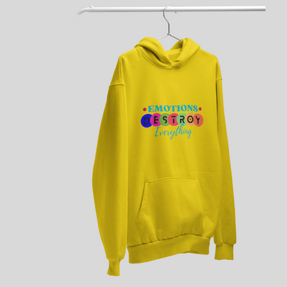 "Express Yourself with Emotions Destroy Everything Printed Men's Yellow Hoodie"