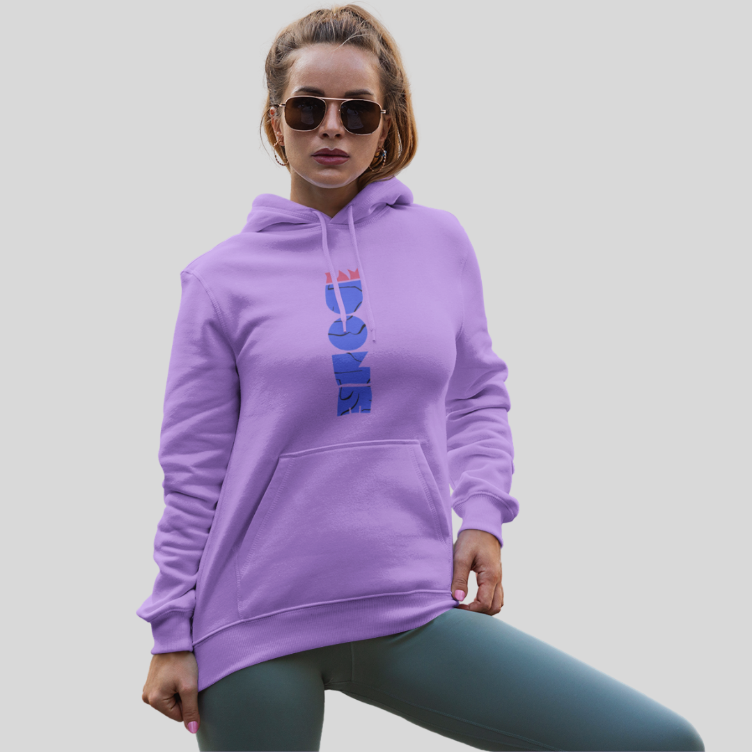 Stay Cozy and Chic with Our "DONE" Printed Women's Lavender Hoodie!