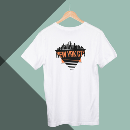 Show Your Love for the City with Our "NEW YRK CTY" Printed Men's White T-Shirt