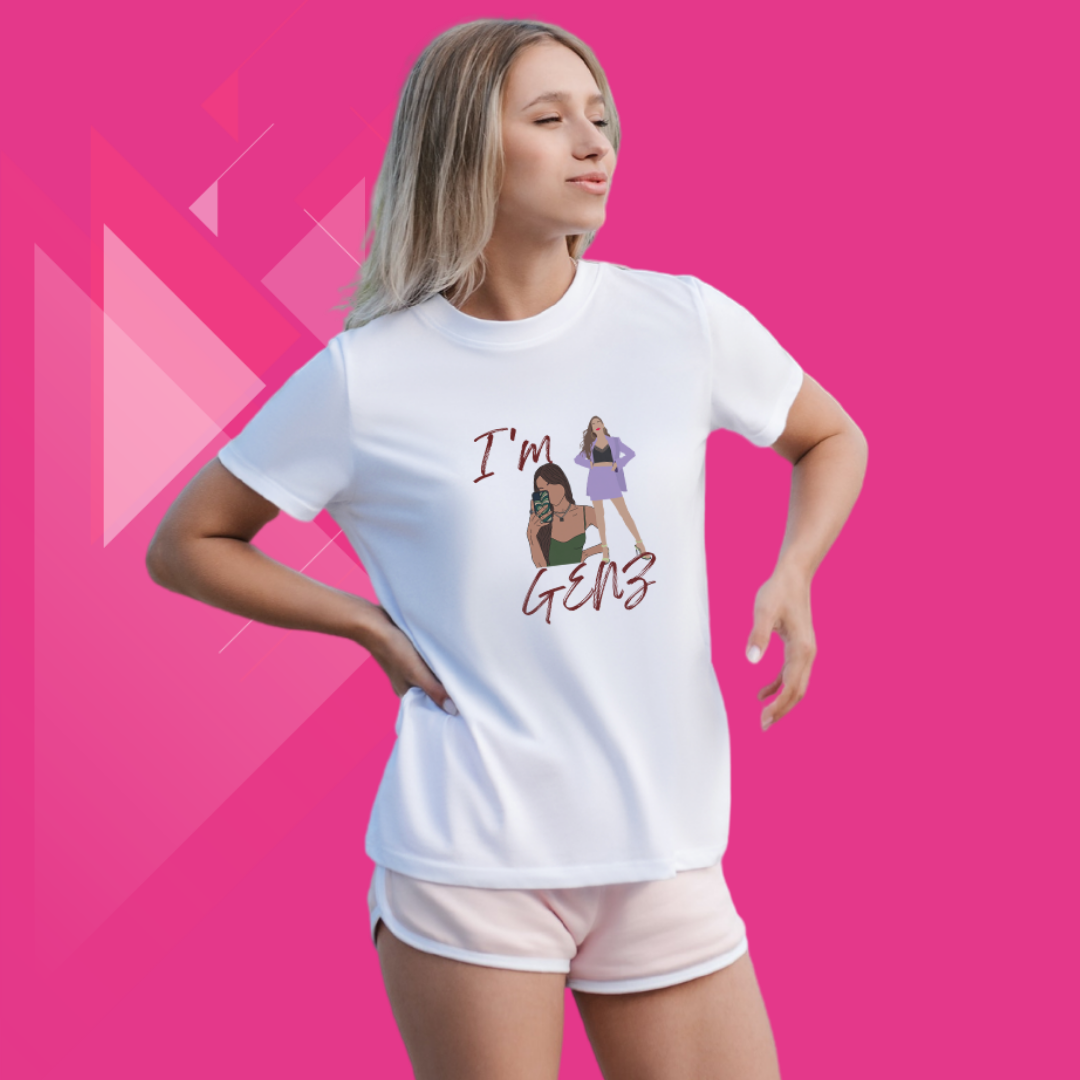 Embrace Your Generation with this Women's "I'm Gen Z" Printed White T-Shirt