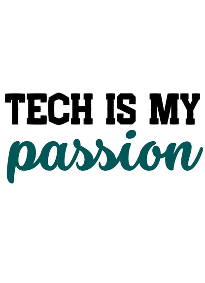 "Embrace Your Passion: 'Tech is my Passion' Printed Pink T-Shirt for Women"