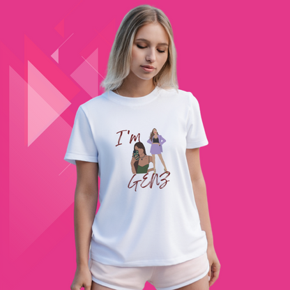 Embrace Your Generation with this Women's "I'm Gen Z" Printed White T-Shirt