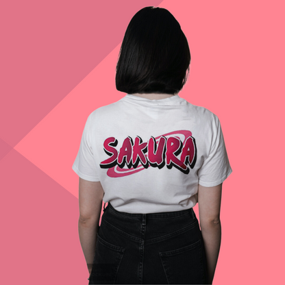 Sakura Printed Women's White T-Shirt - Perfect for Anime Lover's