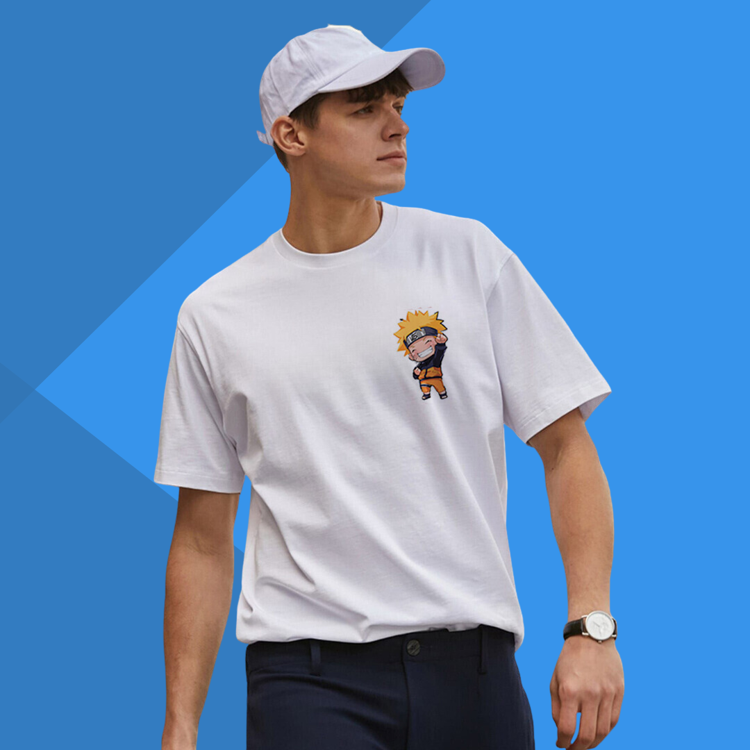 Naruto Printed Men's White T-Shirt - Anime T-Shirt for Men's