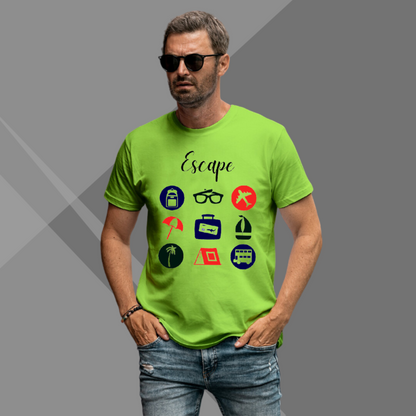 Escape Printed Funky Design Men's Green T-Shirt - Quirky T-Shirt for Men's