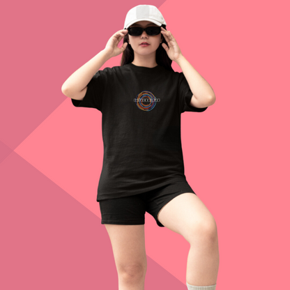 Women's IMPRESSION Printed Oversized Black Classic T-Shirt - Oversized T-Shirt for Her