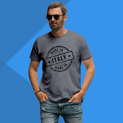 Made in Italy Printed Men's Grey T-Shirt - Travelling T-Shirt