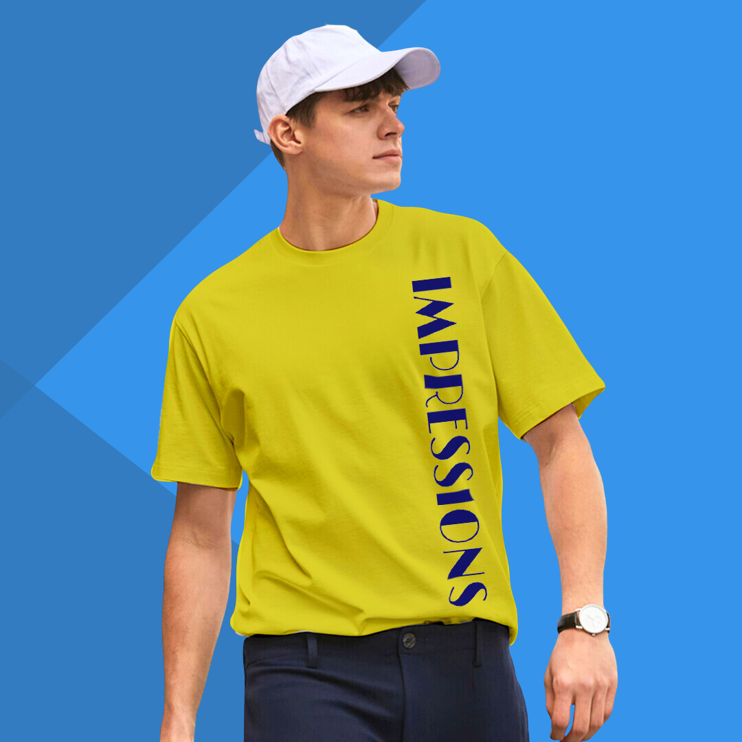 Men's IMPRESSION Printed Yellow Premium T-Shirt - Men's Best Selling Cotton T-Shirt