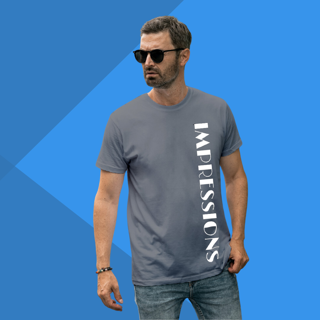 Men's IMPRESSION Printed Grey Premium T-Shirt - Men's Best Selling Cotton T-Shirt