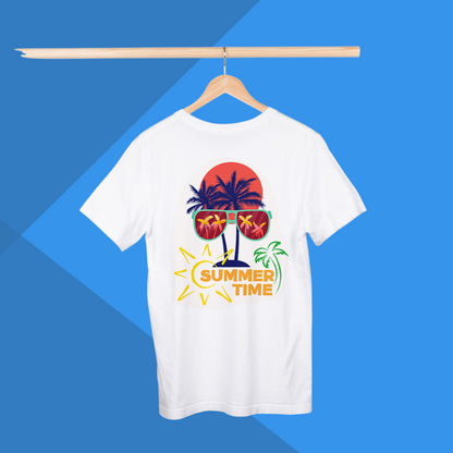 Summer Time Beach Printed Men's White T-Shirt - Coastal Printed T-Shirt