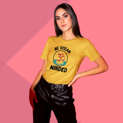 Be Ocean Minded Printed Women's Yellow T-Shirt