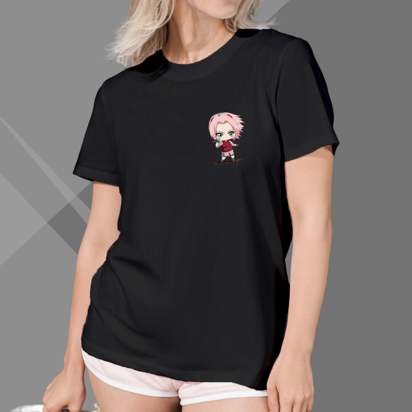 Sakura Printed Women's Black T-Shirt - Perfect for Anime Lover's