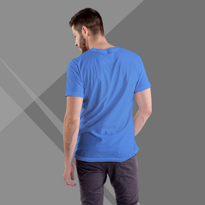 Blue Printed T-shirt for Men back