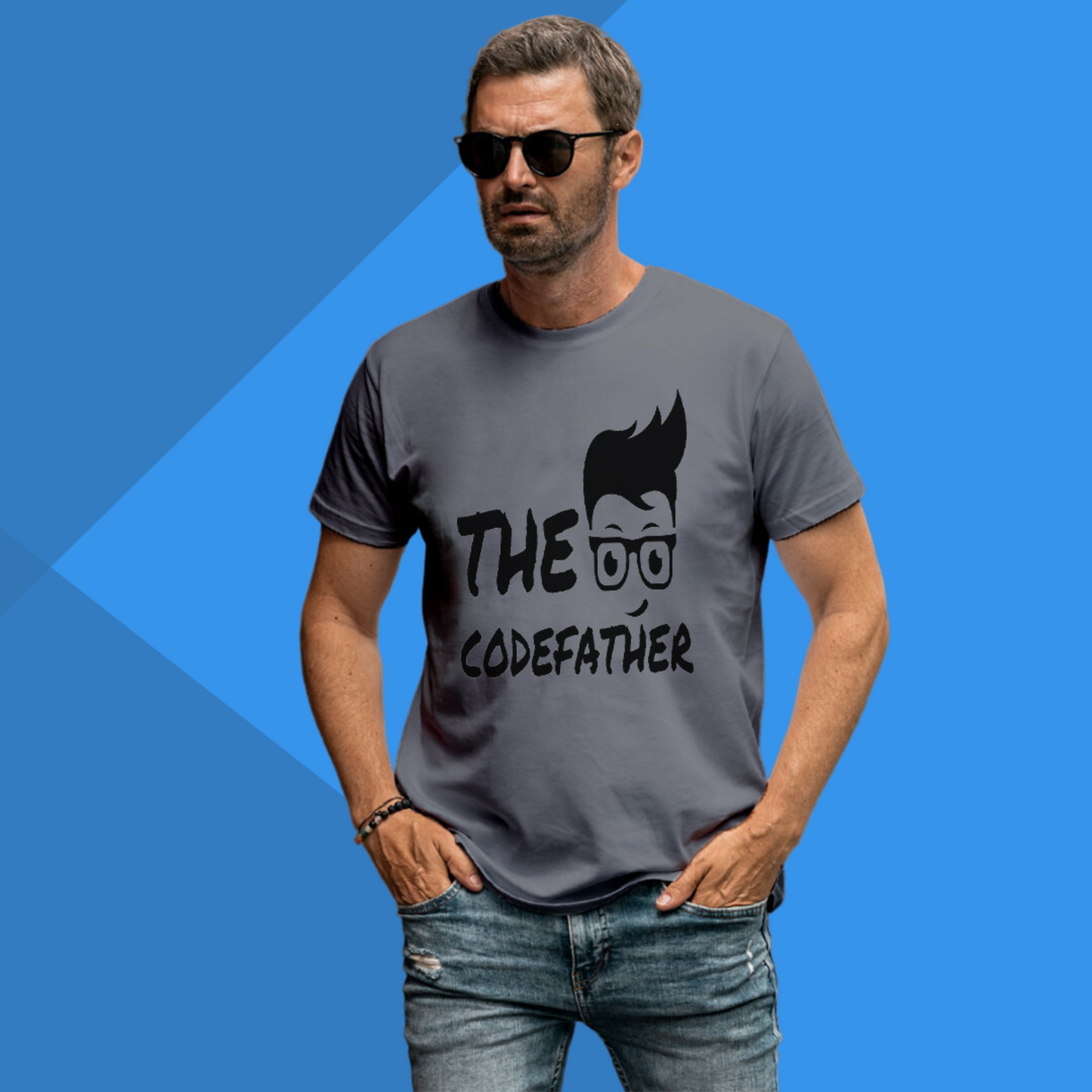 The CodeFather Printed Men's Grey Stylish Tech T-Shirt