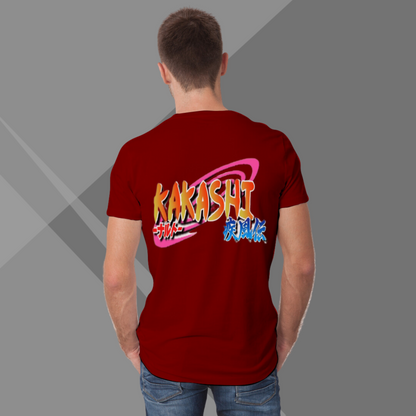 Action KAKASHI2 Printed Men's Maroon T-Shirt - Men's Anime Back Side Printed T-Shirt