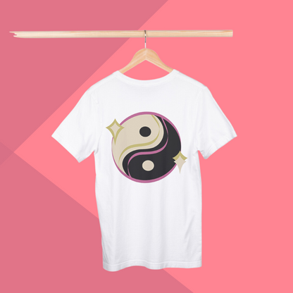 Yin Yang Graphic White T-Shirt for Women - Zodiac Sign T-Shirt