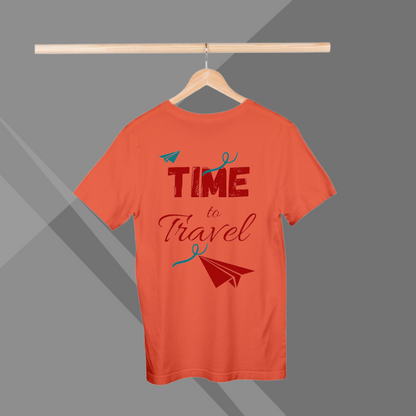 Time to Travel Printed Women's Orange T-Shirt - Travel T-Shirt for Women