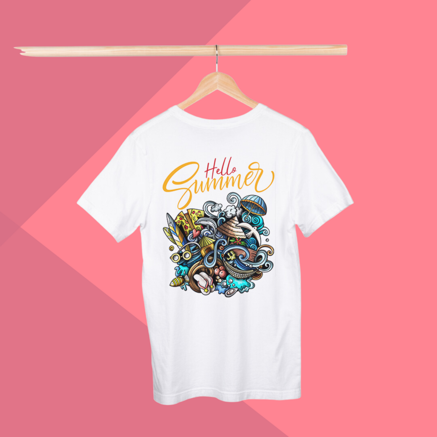 Hello Summer Vibe Printed Women's White T-Shirt - Quirky T-Shirt