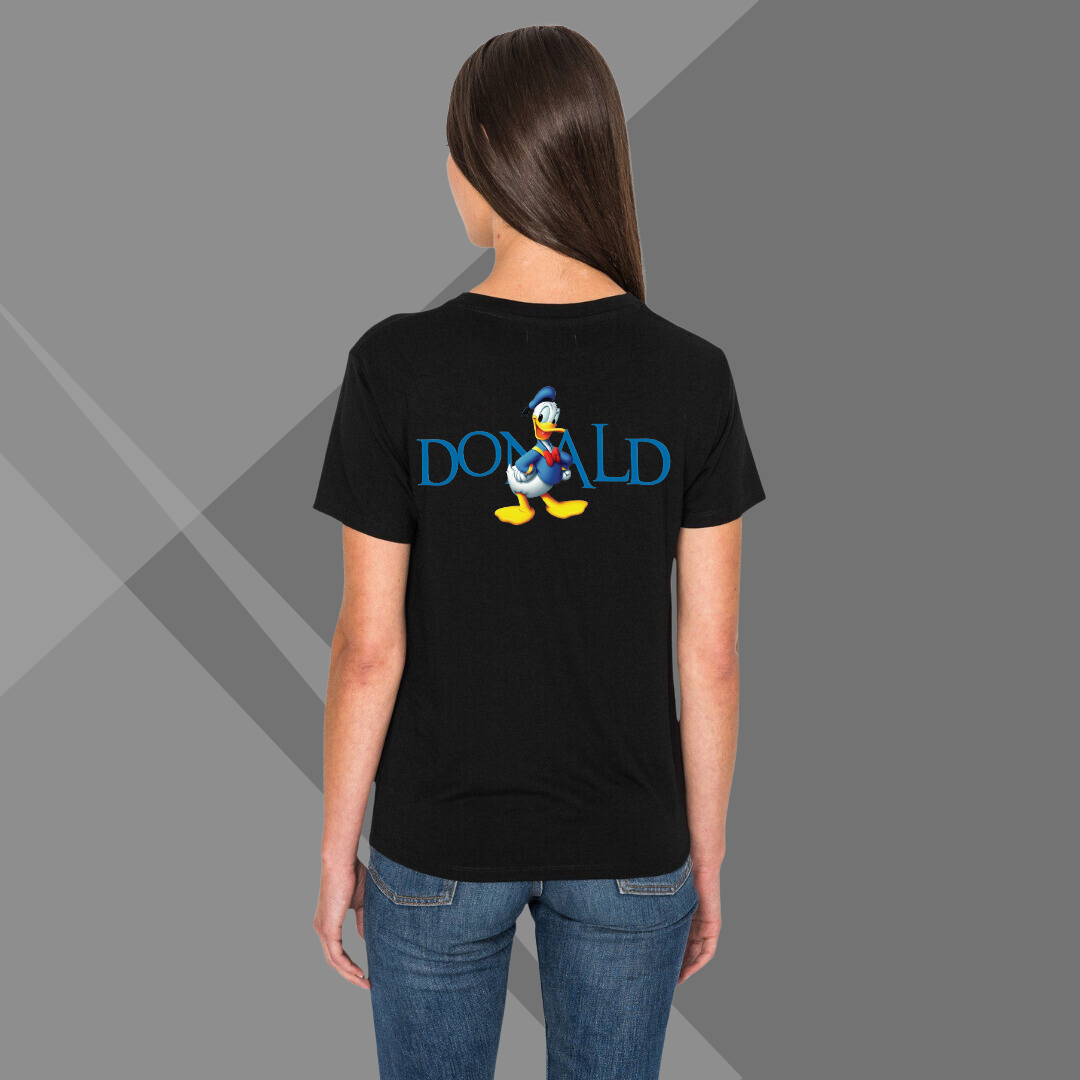 Donald Duck Cute Printed Women's Black T-Shirt - Fantastic Women's Special T-Shirt