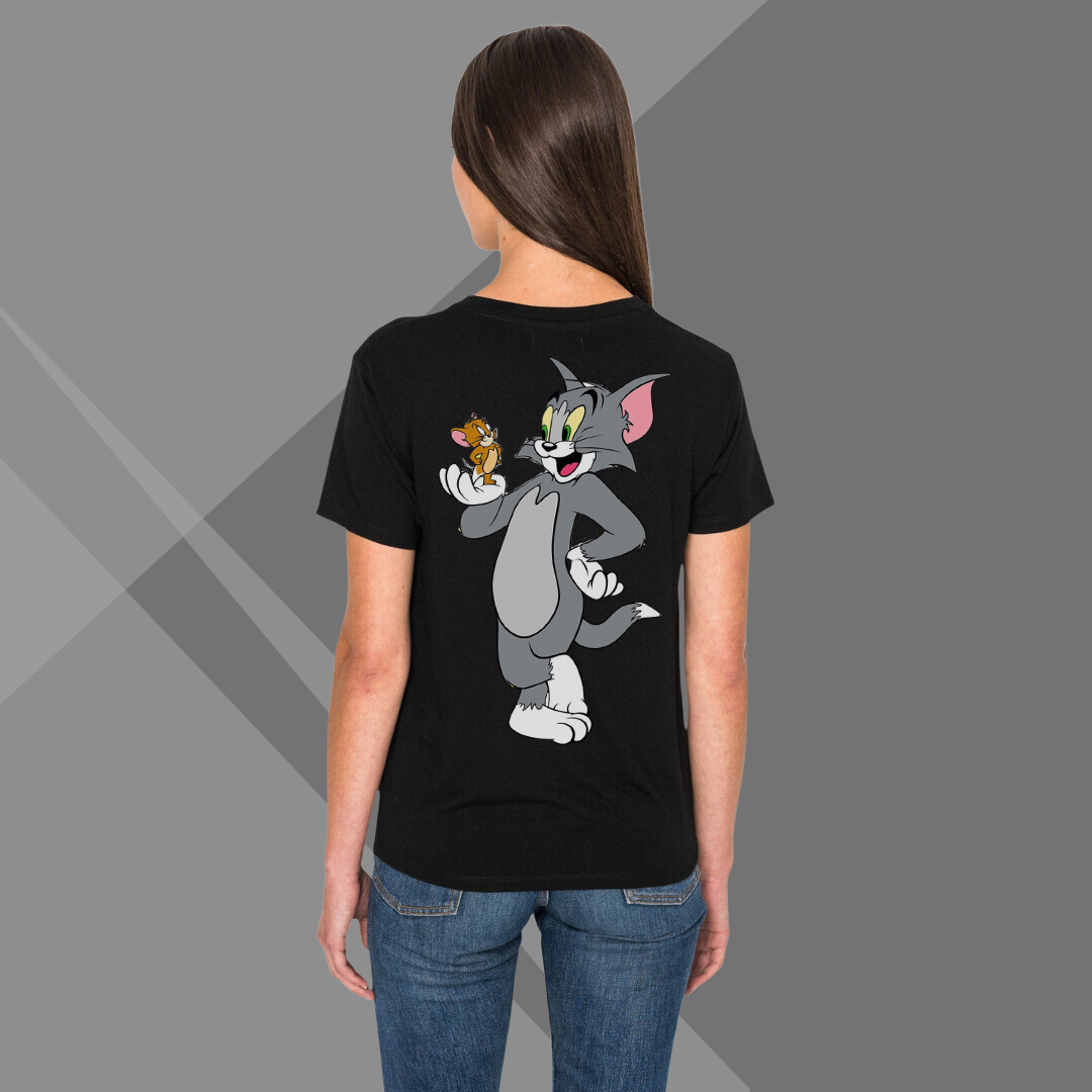 Tom & Jerry Printed Women's Black T-Shirt - T-Shirt for Cartoon Lover's