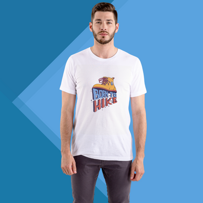 "Explore the Great Outdoors in Style with This Men's 'Born To Hike' Printed White T-Shirt"