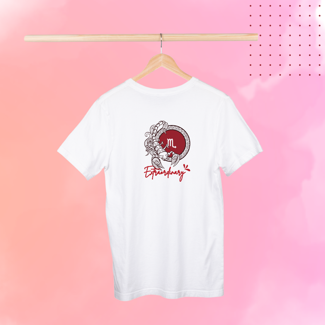 Embrace Your Intense and Mysterious Personality with Women's "Scorpio" Zodiac Sign Printed White T-Shirt