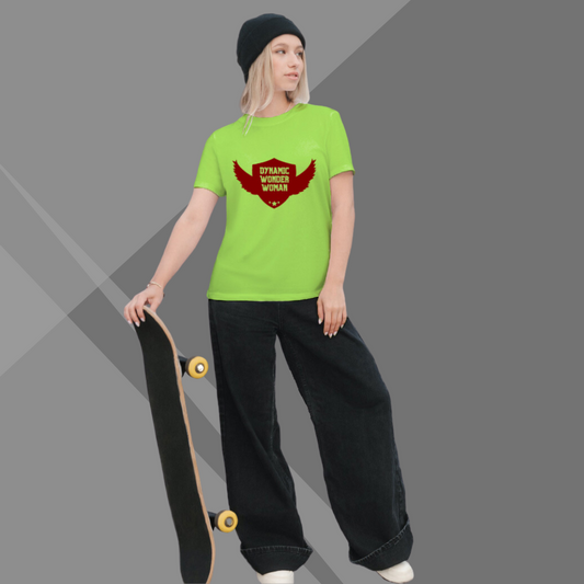 "Unleash Your Power with 'Dynamic Wonder Women' Printed Green T-Shirt"