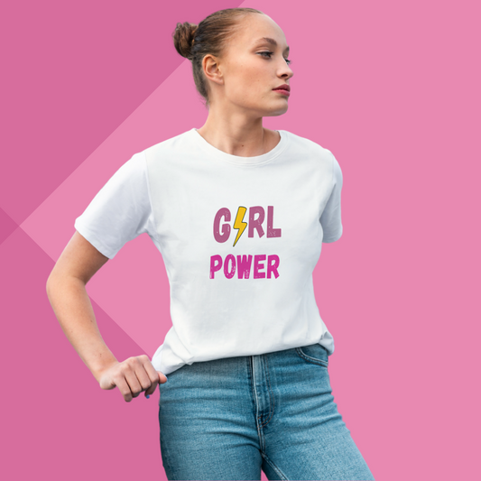 Show of Your Power With Our Women's "Girl Power" Printed White T-Shirt