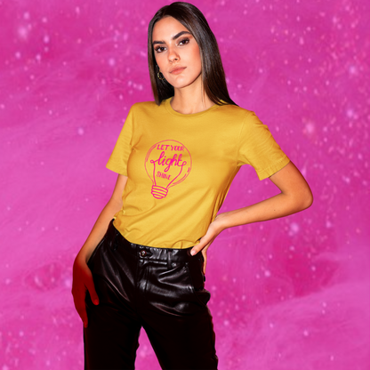 Spread Positivity with Women's "Let Your Light Shine" Printed Yellow T-Shirt