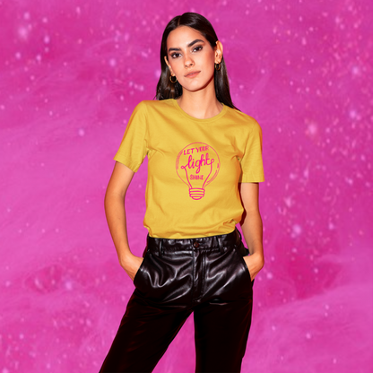 Spread Positivity with Women's "Let Your Light Shine" Printed Yellow T-Shirt