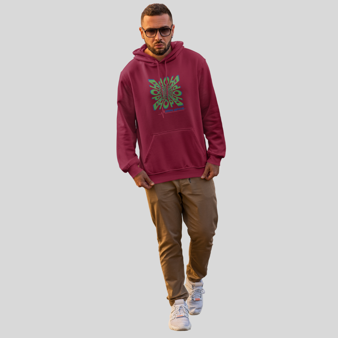 "Spread Hope and Positivity with Our Men's 'Hope Costs Nothing' Printed Maroon Hoodie"