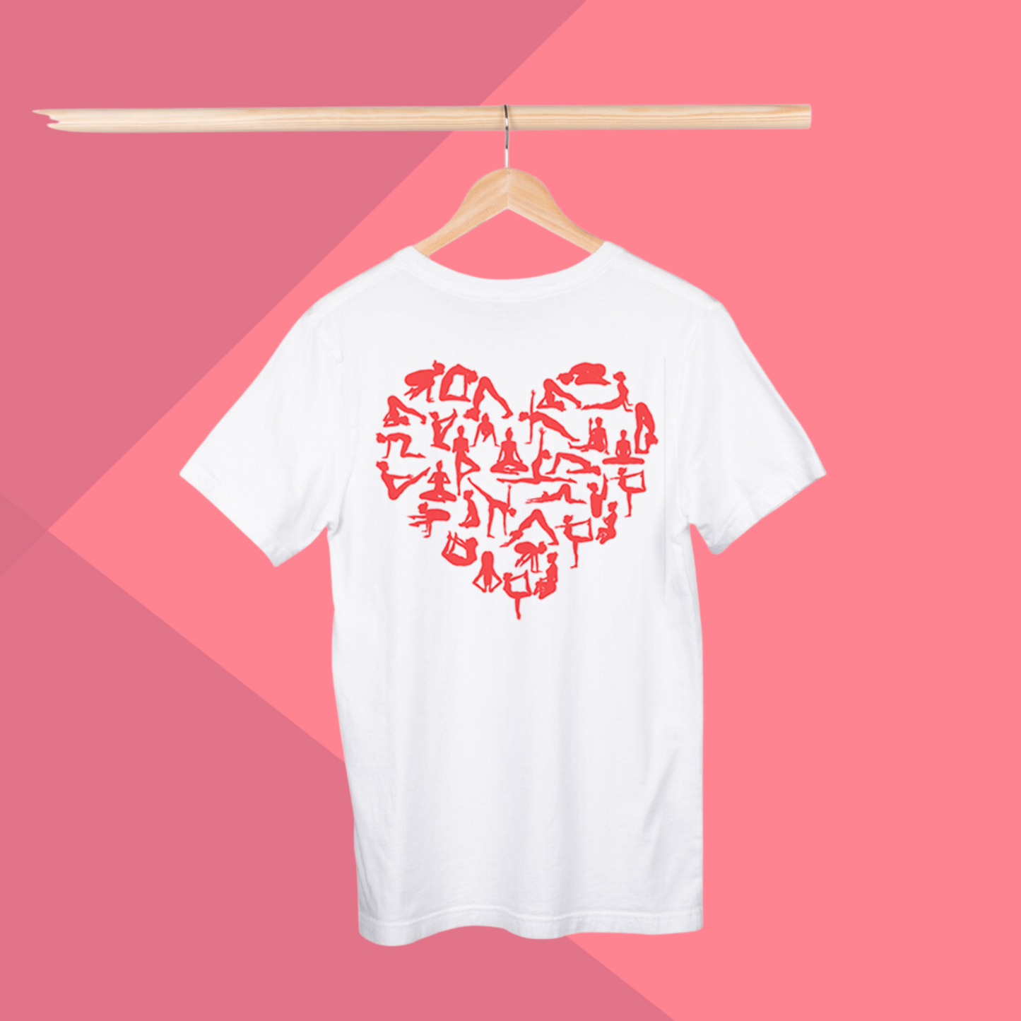 Yoga Poses in Heart Printed Women's White T-Shirt