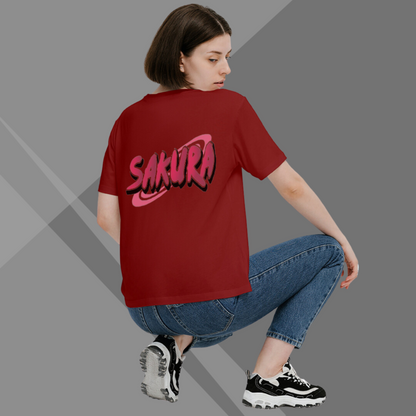 Sakura Printed Women's Black T-Shirt - Perfect for Anime Lover's