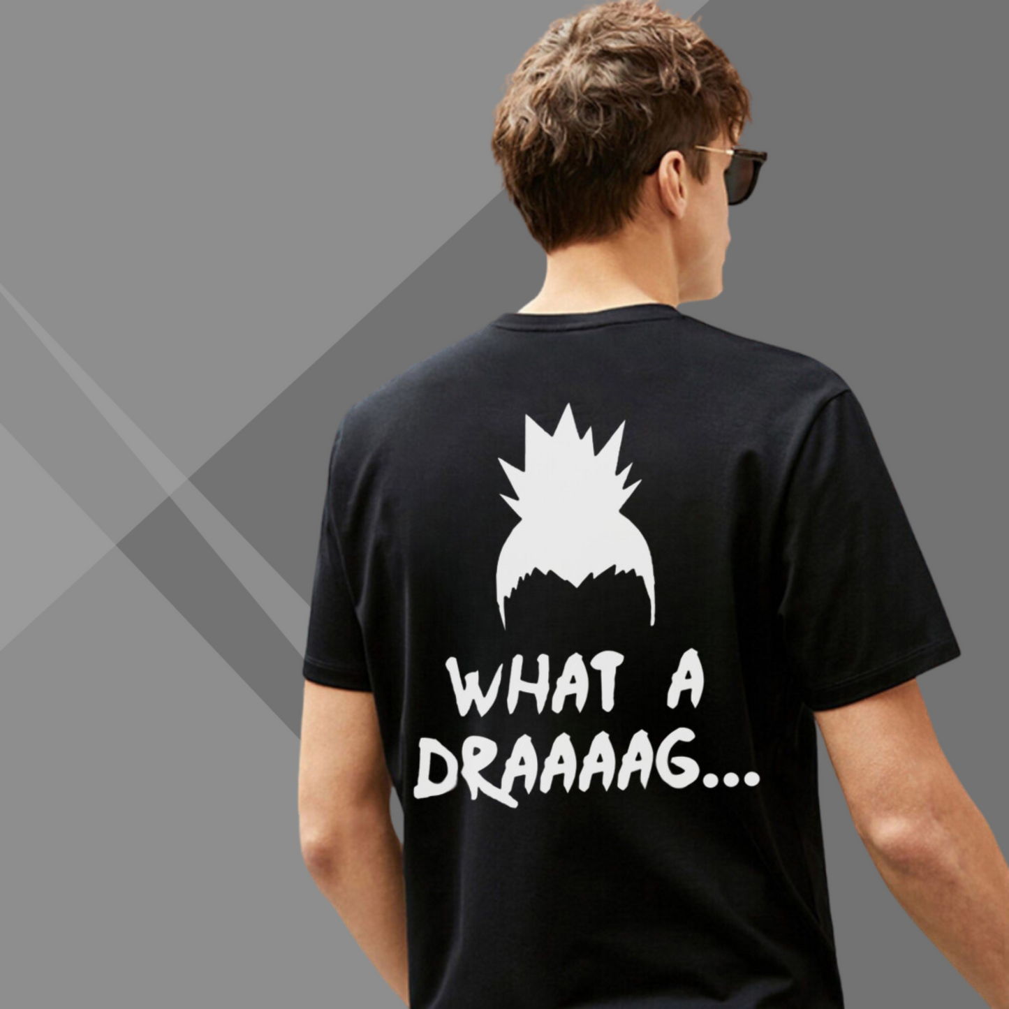 Shikamaru What a DRAAAAG Printed Men's Black T-Shirt - Men's Anime Back Side Printed T-Shirt