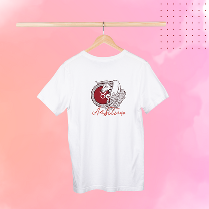 Flaunt Your Strong and Reliable Personality with Women's "Taurus" Zodiac Sign Printed White T-Shirt