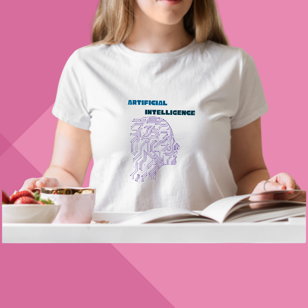 Embrace the Future with Style With our Women's "Artificial Intelligence" Printed White T-Shirt