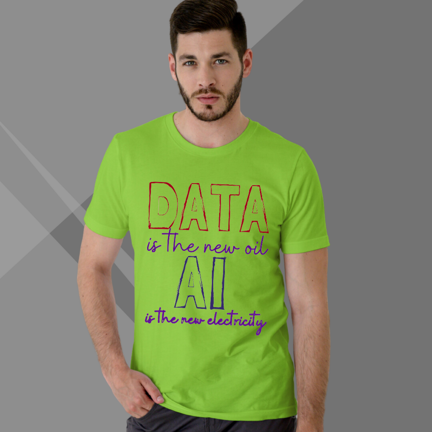 DATA AI Printed Men's Green T-Shirt - Perfect T-Shirt for Technology Lover's